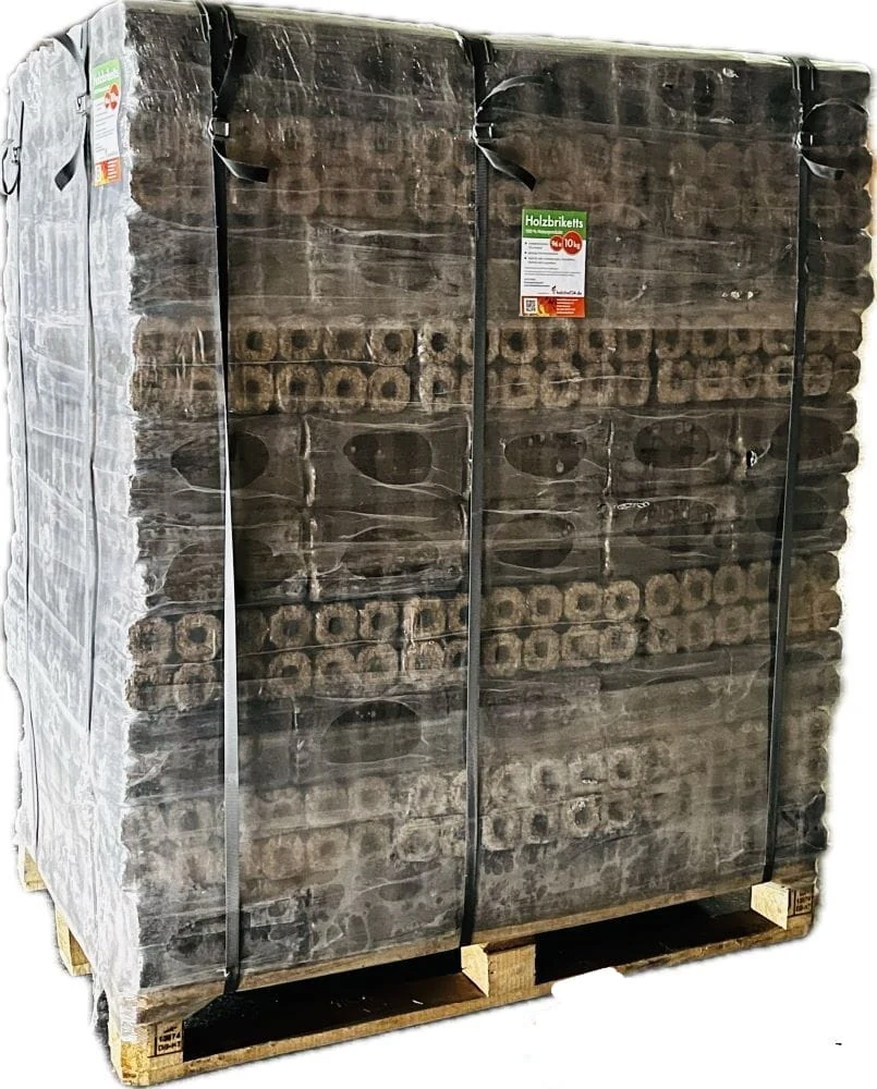 Pini Kay Hartholzbriketts Eiche mit Zugloch – Palette mit 96 Packungen à 10 kg