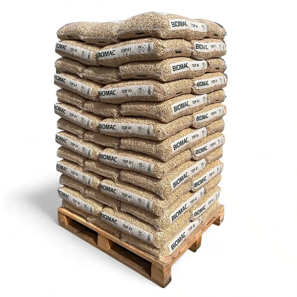 BIOMAC Holzpellets TOP A1 – Palette mit 65 Säcken à 15 kg