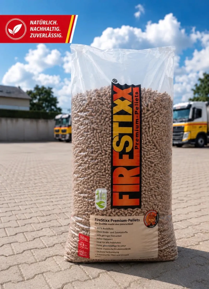 FireStixx Premium Holzpellets – Palette mit 66 Säcken à 15 kg